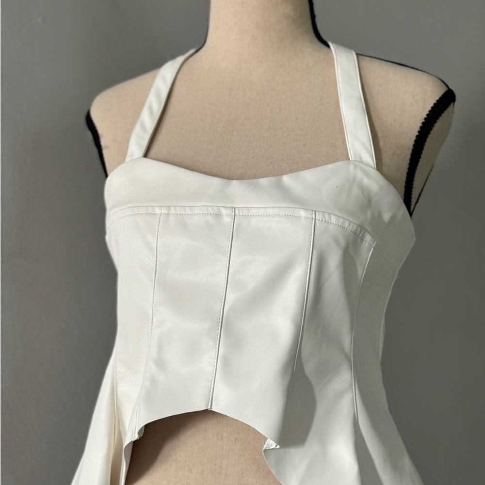 Forever 21 Cream Halter Crop Top